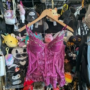 Y2K Velvet Beaded Bustier Top